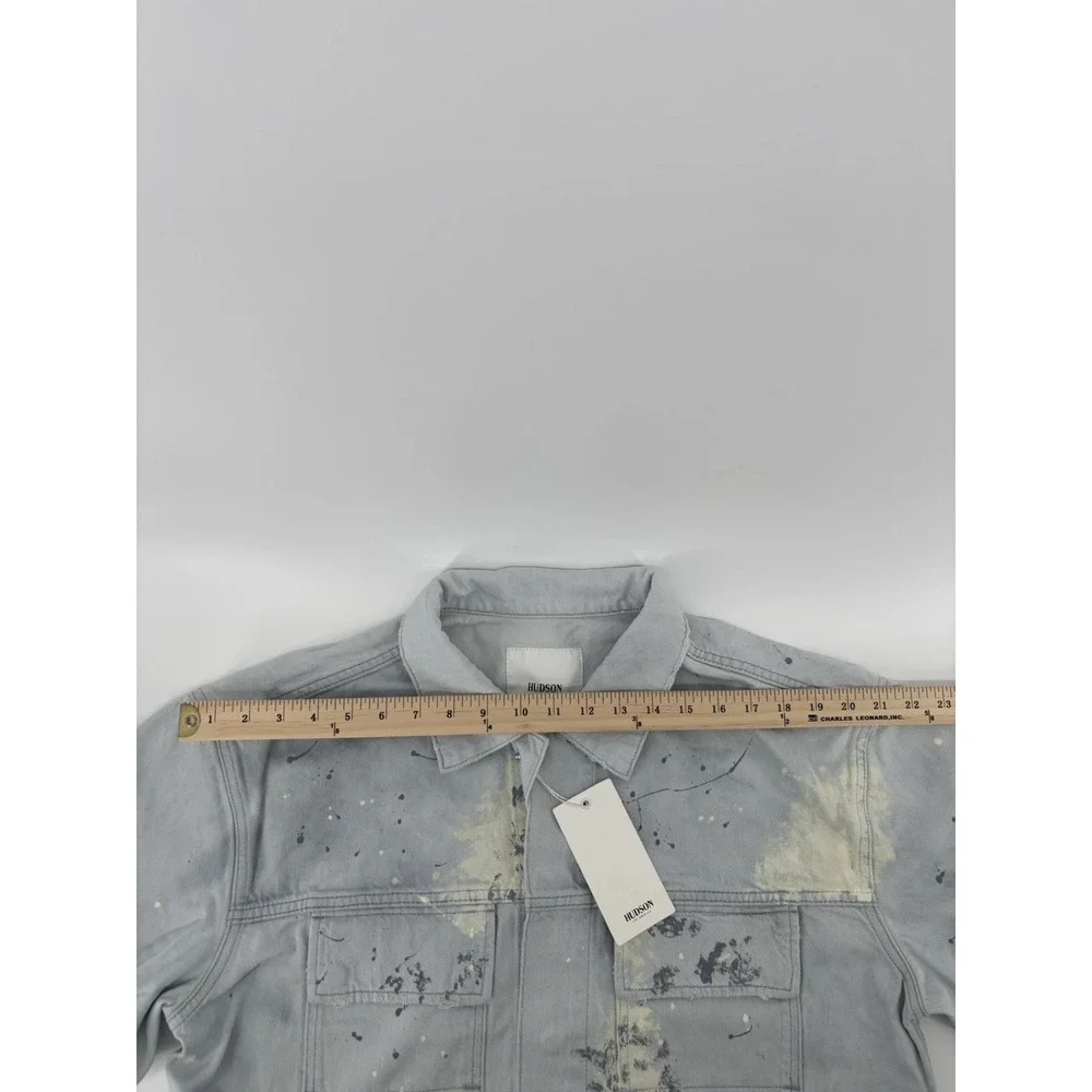 NWT Hudson Denim Trucker Jacket Sz S Streetwear Paint Splatter MSRP $395